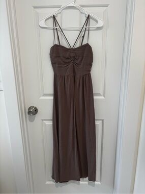 Brand New linen  riviera Gentle fawn Midi Dress-taupe linen